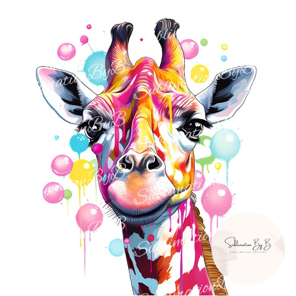 Vibrant Giraffe Sublimation Artistry T-Shirt Designs - Unleash the Wild for Trendsetters