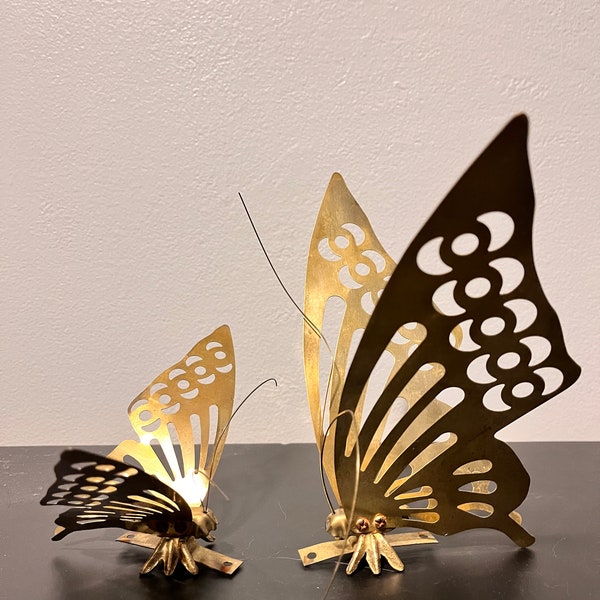 Vintage Solid brass Butterflies: chandelier candlestick, hook, butterfly hanger | Brass sconce | Mariposa hooks | wall butterfly
