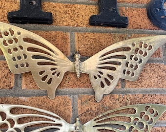 Vintage Solid brass Butterflies| chandelier candlestick, butterfly hanger | Brass sconce |Mariposa hooks | wall butterfly pick your set
