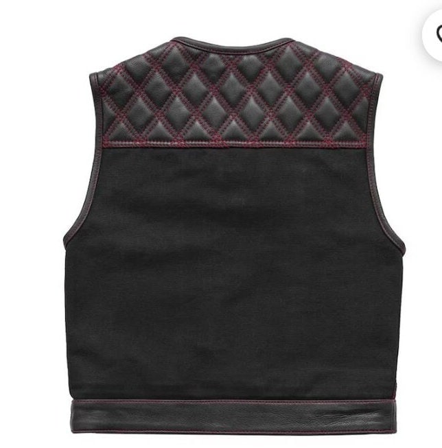 Men's Biker Motorcycle Leather Vest With Buckles In Black