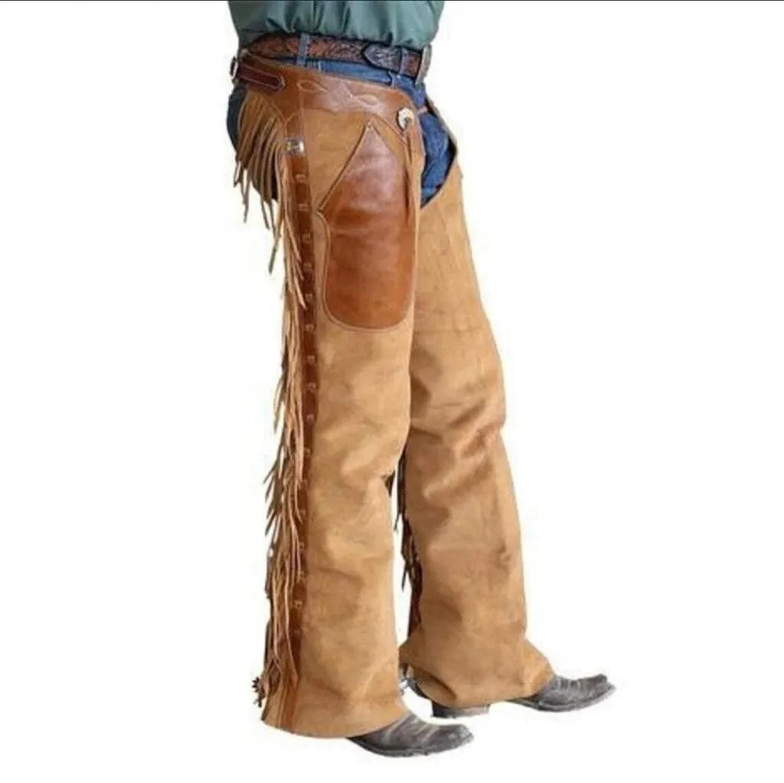 Men Native American Suede Leather Pant Rodeo Mountain Western Cowboy ...