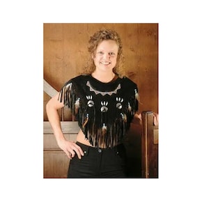 Women Black Western Style Leather Vest Fringe Suede Leather Waistcoat SLW-003