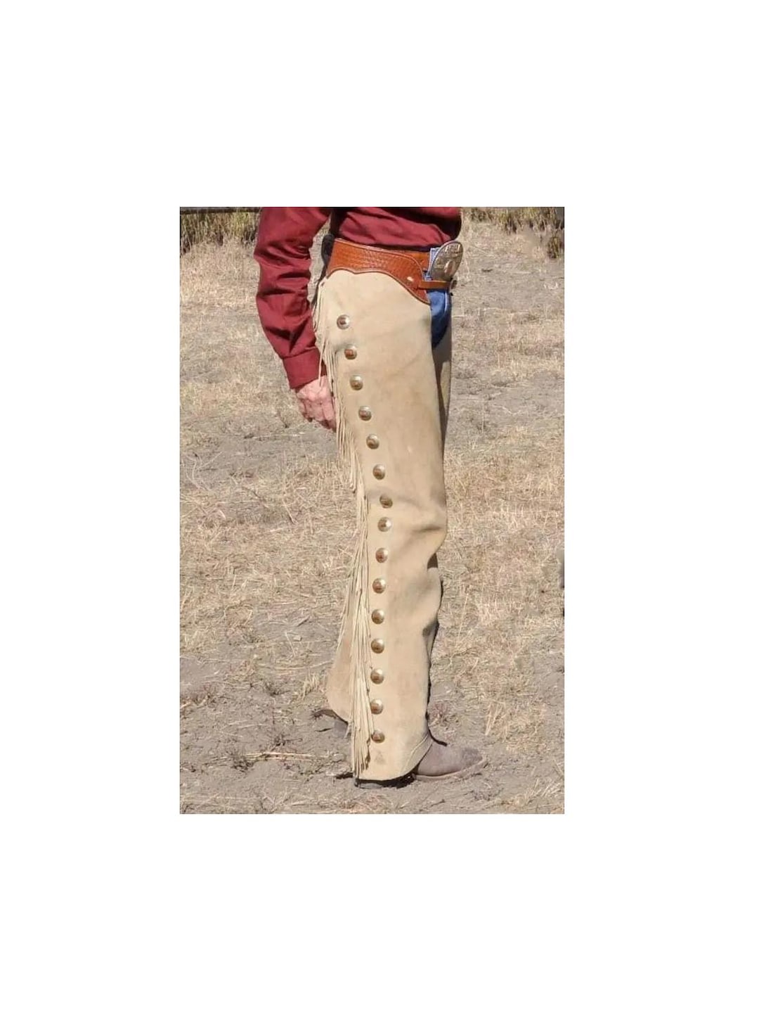 Native Chaps Men Native American Suede Leather Pant Rodeo Mountain Western Cowboy ...