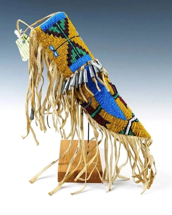 Sioux Tribe Native American Indian Beaded Knife Cover Suede
