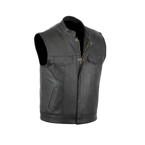 Gilet En Cuir Synthétique Vintage Pour Homme - Fermeture Zippée, Poches Pratiques - Style Motard Casual
