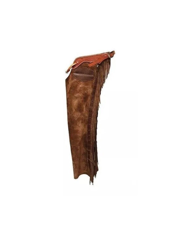 Chaps (jambières) Amérindiens Vintage En Cuir Daim - Fait Main - Occasion