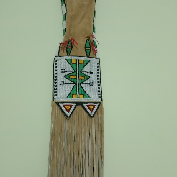 Native American Indian Perlen Sioux Plain Pfeife Tobaco Tasche Wildleder Lederhaut Tasche