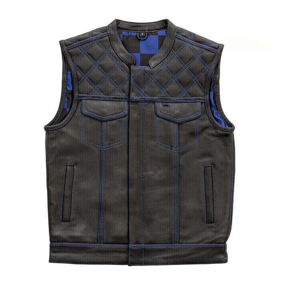 Gilet Moto Uomo Stile Club – Tessuto Trivinyl, Tasche Nascoste, Zip E Automatici, Nero - Foto 2