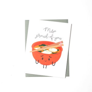 Carte de félicitations amusante - Miso fier de vous - Carte d'encouragement mignonne avec un jeu de mots
