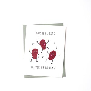 Funny Birthday Card – Raisin Toasts to Your Birthday – Cute Food Pun Greeting Card