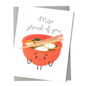 Miso Proud of You Card | Funny Congratulations Card | Encouragement Card | Graduation Card | Food Pun Greeting Card | New Job | Promotion