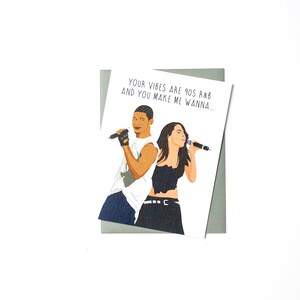 Wenskaart jaren 90 R&B Vibes – You Make Me Wanna – Popcultuurkaart met Usher en Aaliyah