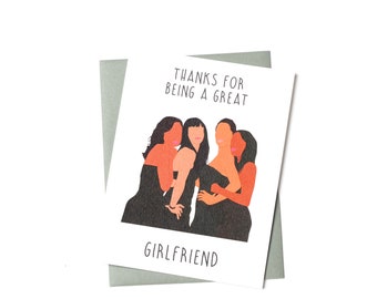 Girlfriends Greeting Card - Cute Friendship Card - Friendship Appreciation - Friendship Celebration - Female Friendships