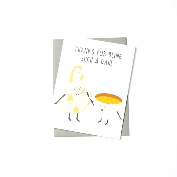 Thanks Dahl Greeting Card Cute Thank You Card Funny Thanks Etsy