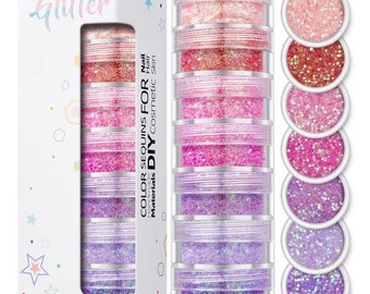 Glitter Combo Set, 7 Piece Set, Iridescent, Nails, Resin, DIY