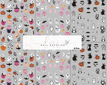 6 Pcs Halloween Nail Decals, Spooky Nails, Nail Art, Stickers