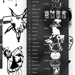 50 NeoTraditional Procreate Stamps/ Flash set #2