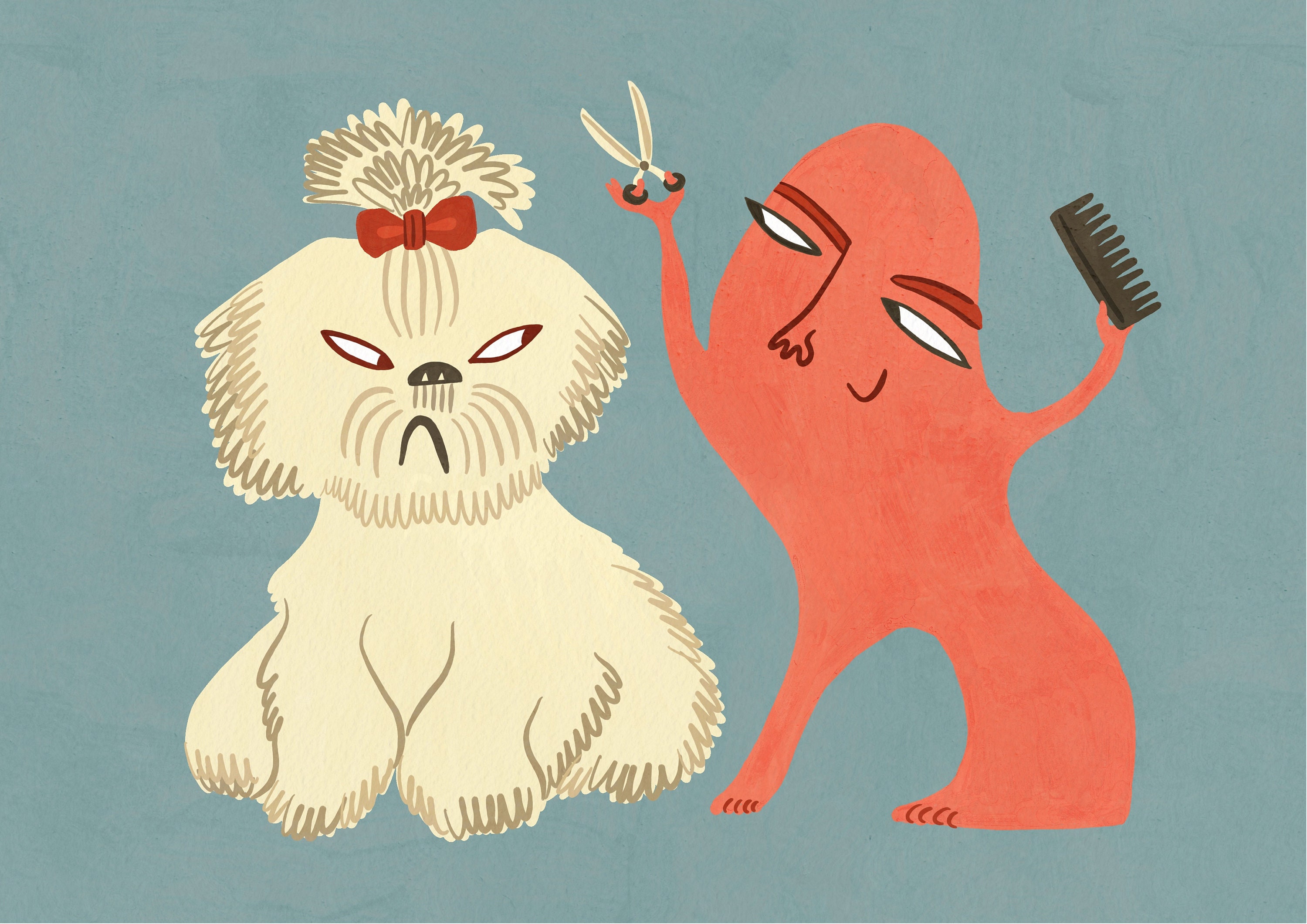 Impression Murale. Toilettage Pour Chiens. Illustration d'art Moderne. A4 21x29, 7 cm, Dessin d'affi