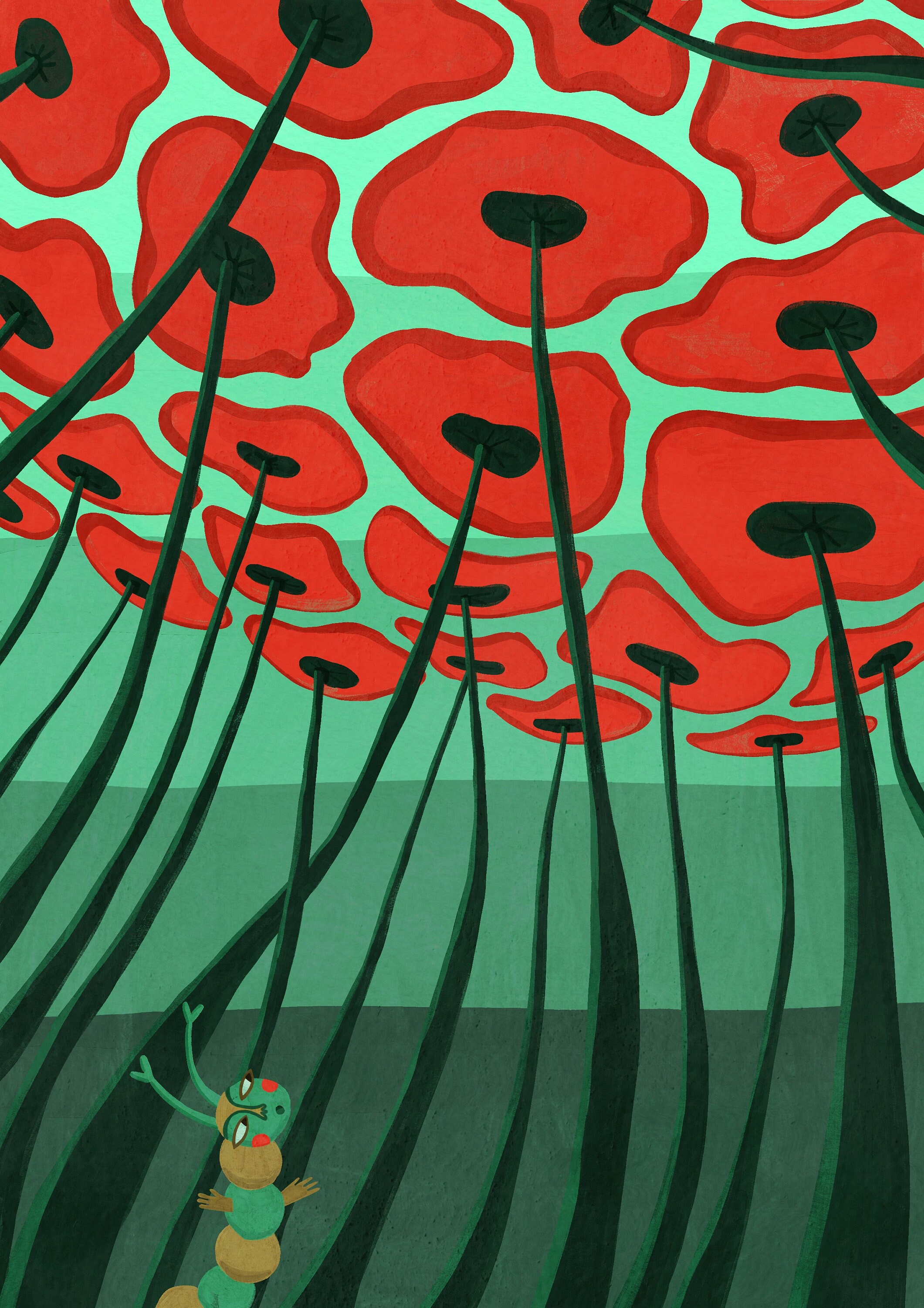 Impression Murale. Réveil de La Chenille. Illustration d'art Moderne. A4 29, 7x21 cm, Dessin d'affic