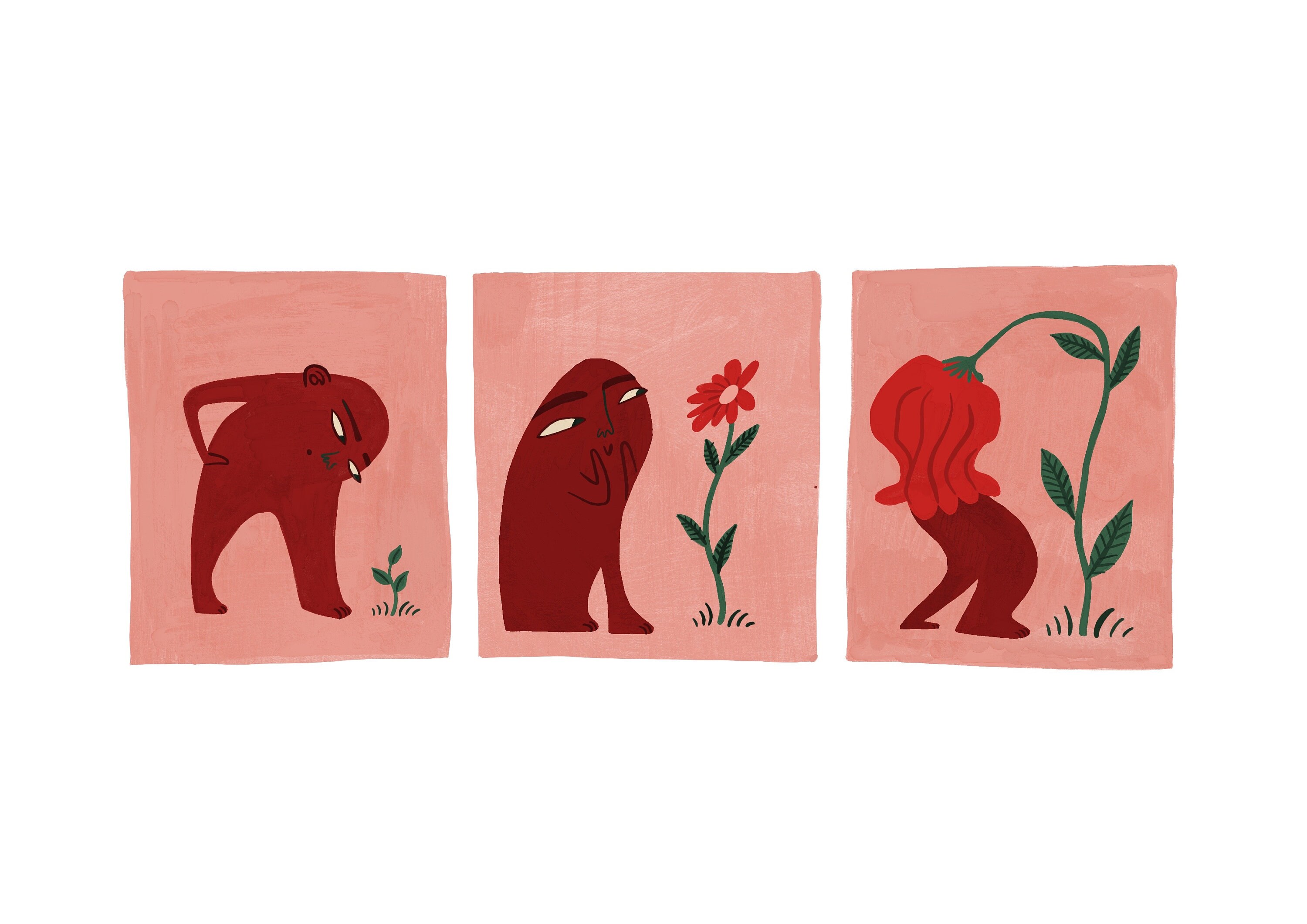 Impression Murale. Surprise Florale. Illustration d'art Moderne. A4 21x29, 7 cm, Dessin d'affiche. P