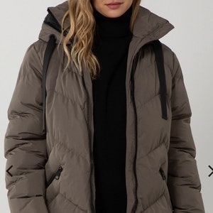 grey longline puffer coat