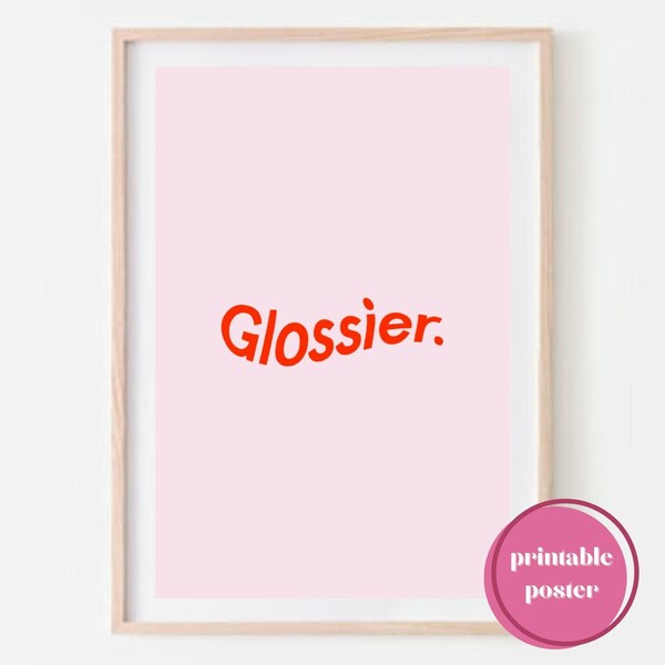 Glossier wall poster print, distorted logo , Glossier logo wall art, Glossier decor