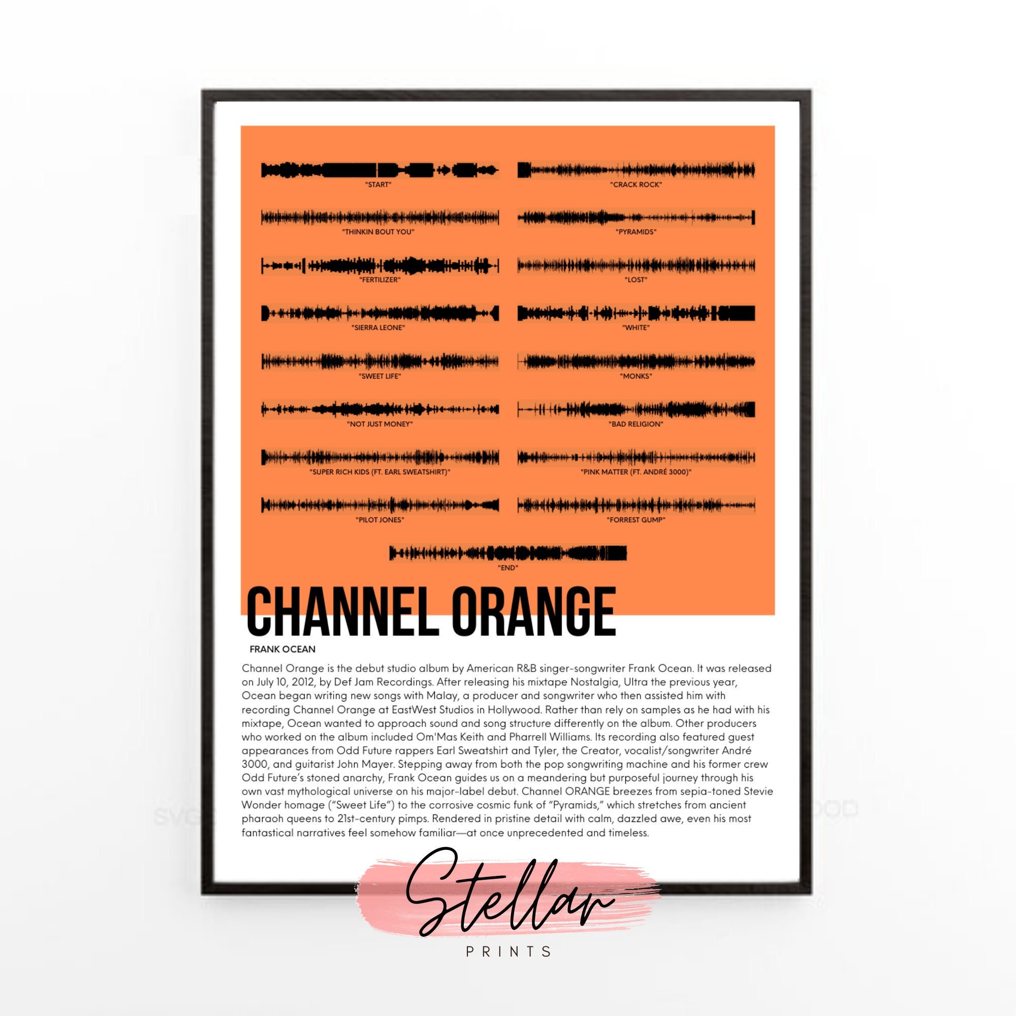 Hurtigt lukker bælte Frank Ocean Channel Orange Album Poster Sound-wave Print Wall - Etsy