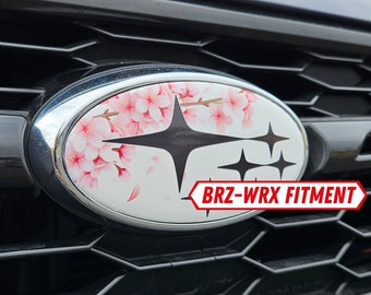 Sakura Cherry Blossom Subaru BRZ STI WRX Emblem Overlay Set - 3 pieces Front, Rear, Steering Wheel