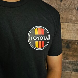 Toyota Vintage Heritage 3 Stripes Logo Pocket Tee Shirt 4Runner Tacoma Tundra Land Cruiser