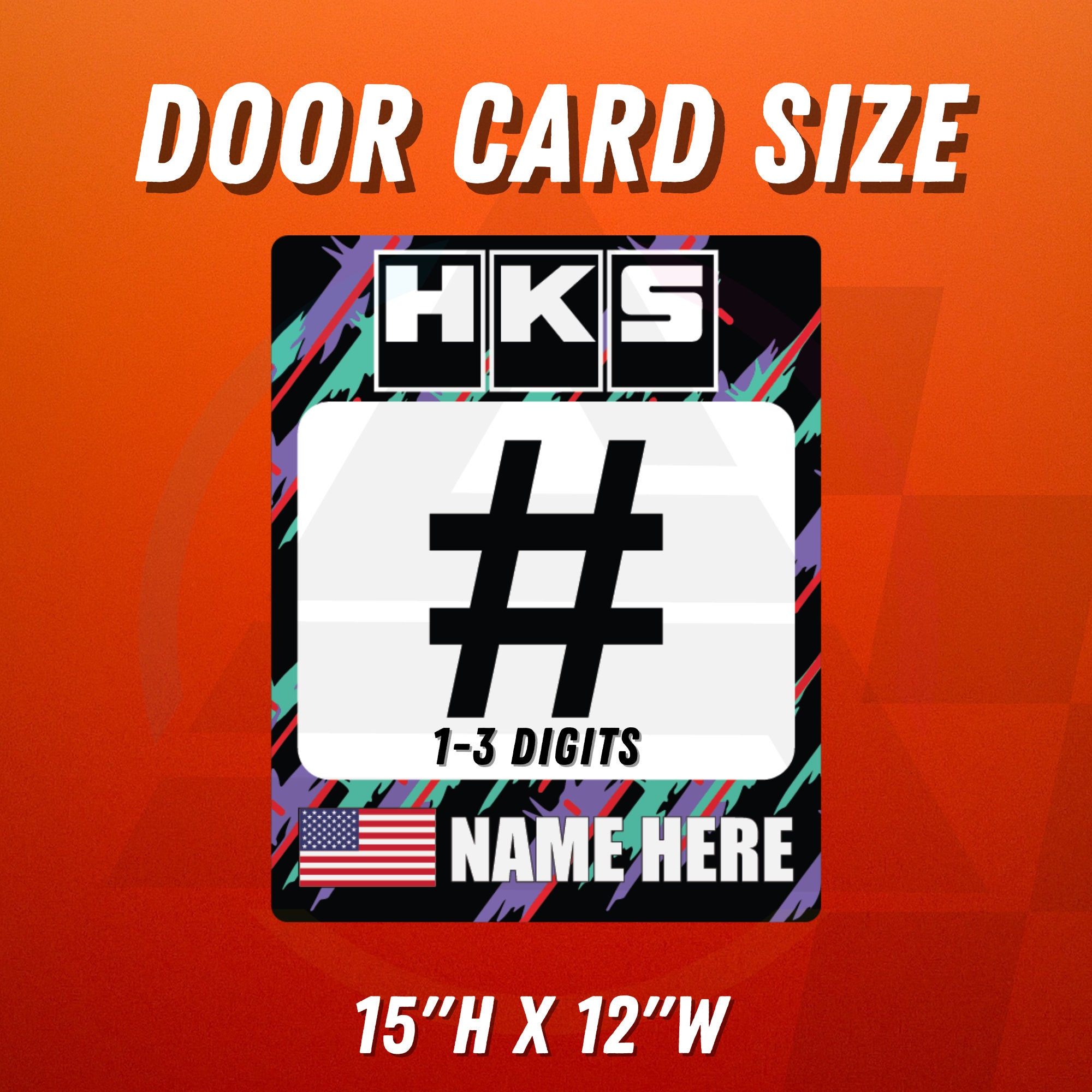 Vintage HKS Power Inspired Track Racing Numbers Set Custom Name
