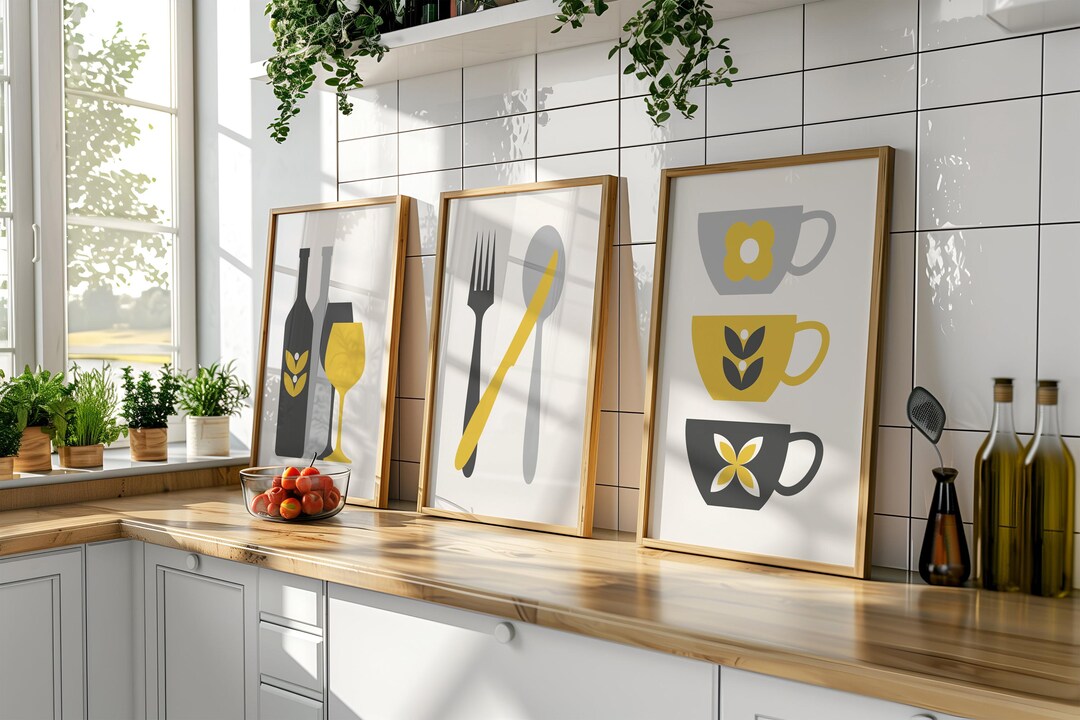 kitchen wall art prints for modern and traditional... Kitchen Wall Art Prints, Set of 3 Prints, Kitchen Prints, Modern ...