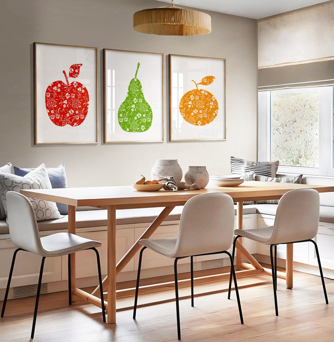 kitchen print - art for kitchen -colourful kitchen... Kitchen Wall Art Prints, Set of 3 Posters, Fruit Prints, Colourful ...