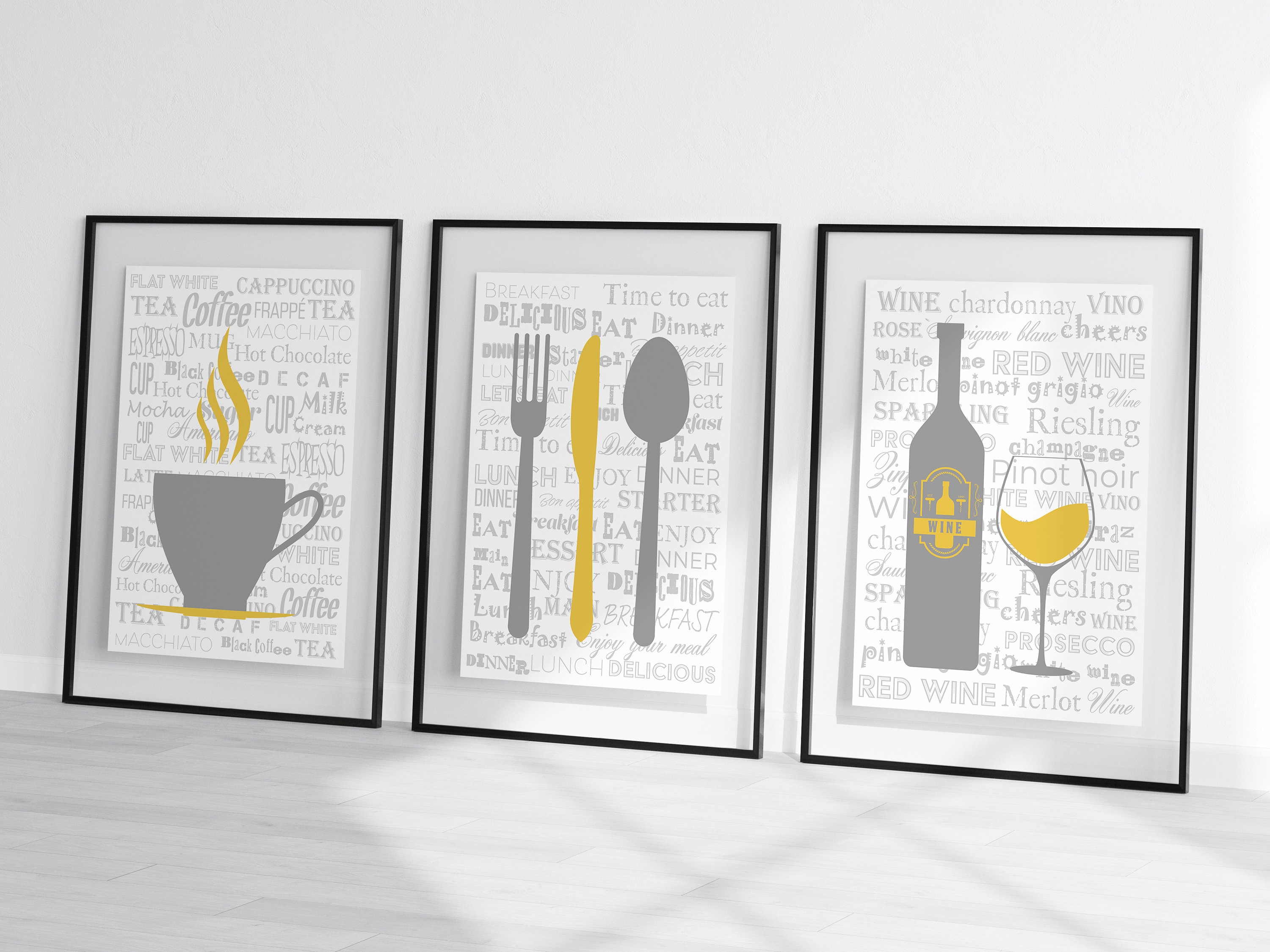 Kitchen Wall Art Prints Set of 3 Posters Ochre Kitchen Etsy UK