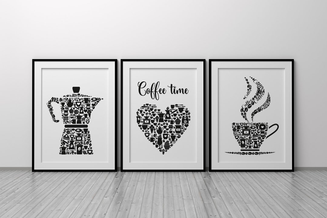 Black & White Kitchen Prints Set of 3 Posters Modern Kitchen Etsy