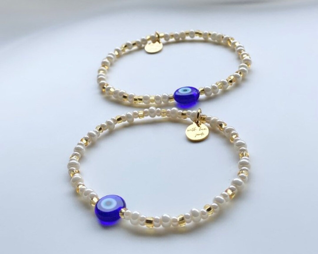 Aura Gold Evil Eye Protection Bracelet – Dainty Pavé Adjustable Talisman