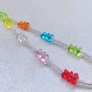 Correa para teléfono con forma de osito de goma, diseño de arcoíris, estilo preppy, bonita, con cuentas, estilo Y2K, accesorios para teléfono, regalo para adolescentes, bonito regalo hecho a mano para ella