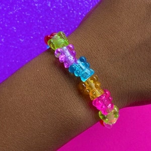 Gummy Bear Bead Bracelet, Multicolor Teddy  Jewelry, Cute Kawaii, Colorful Frienship Jewellery, Gift for Teens, Cute Bracelets, Y2K, Rainbow