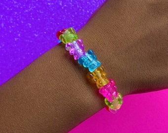 Gummy Bear Bead Bracelet, Multicolor Teddy  Jewelry, Cute Kawaii, Colorful Frienship Jewellery, Gift for Teens, Cute Bracelets, Y2K, Rainbow