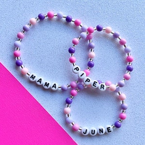 Pulsera con nombre personalizado para niños, joyería personalizada para niños, pulseras con cuentas elásticas con letras, regalo para hija, relleno de medias para niños pequeños