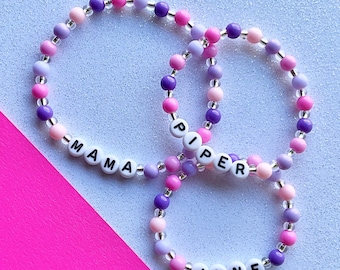 Pulsera personalizada con nombre para niños, joyería personalizada para niños, pulseras elásticas con cuentas y letras, regalo para hija, regalo para calcetín infantil.