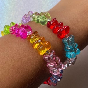 Jumbo Gummy Bear Bracelet, Multicolor Teddy  Jewelry, Cute Kawaii, Colorful Frienship Jewellery, Gift for Teens, Cute Bracelets, Y2K Rainbow