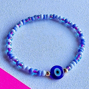Bracelet mauvais œil, protection contre le mal, mal de ojo pulsera, bracelet de perles extensibles colorés, bijoux Nazar, cadeaux faits main pour les moins de 20 ans