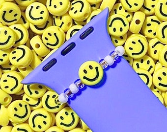 Halo Uhr Charm, Apple Uhr Armband, Samsung Uhrarmband Zubehör, Perlen Uhr Ringe, Uhr Schmuck, Happy Face, Sonderanfertigung,
