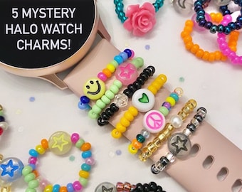 Surprise 5 Mystery Halo Watch Charms Bundle, Apple Watch Charm, Beaded Accessories, watchband, Trendy Tech Gifts, 90’s Y2K, Samsung, Fitbit