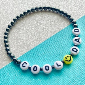 Pulsera personalizada para papá, pulsera personalizada con carita sonriente para hombre, joyería con cuentas, pulsera con nombre y letra, regalo para esposo, regalos para papá y padre.