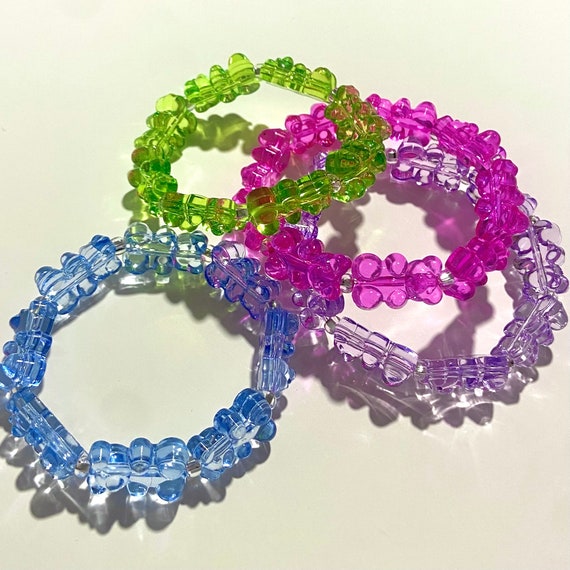 Jumbo Gummibärchen Armband, mehrfarbiger Teddy Schmuck, niedlich Kawaii, bunter Freundschaftsschmuck, Geschenk für Jugendliche, süße Armbänder, Y2K Regenbogen