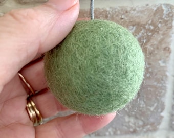 LARGE bathroom pull cord weight handle.  Green light pull.  A pretty ceiling chain knob in a minimalistic rustic style with grey cord.
