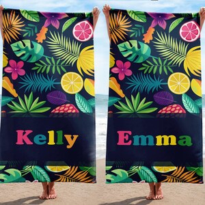 Colorful Custom Name Beach Towel, Personalized Beach Towel, Custom Vacation Towel, Bachelorette Towel, Wedding Beach Towel, Vacation Gift