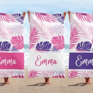 Colorful Custom Name Beach Towel, Personalized Beach Towel, Custom Vacation Towel, Bachelorette Towel, Wedding Beach Towel, Vacation Gift