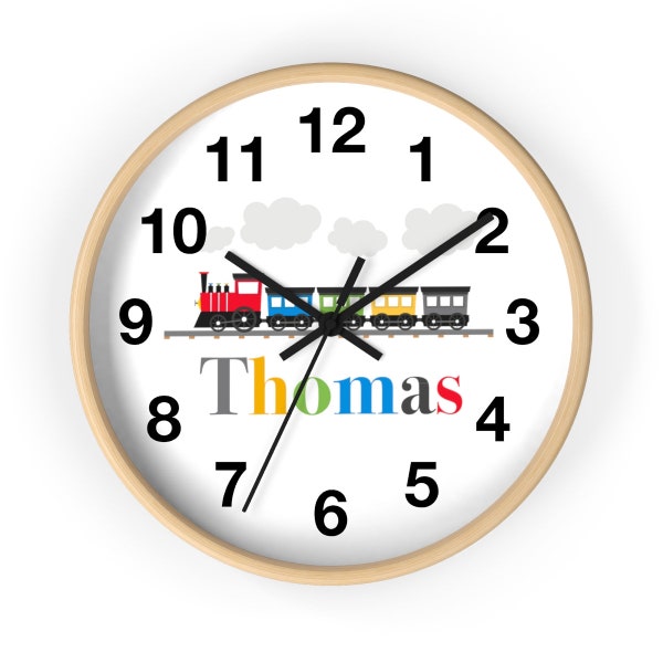 Custom Steam Train Wall clock, Decorative Nursery Clock Kids Clock Wall Boys bedroom Train love personalised steam train gifts